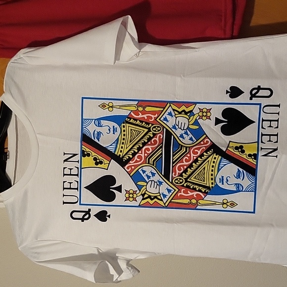 Womens White / Red 2-Piece "Queen" Short Set - Picture 2 of 7